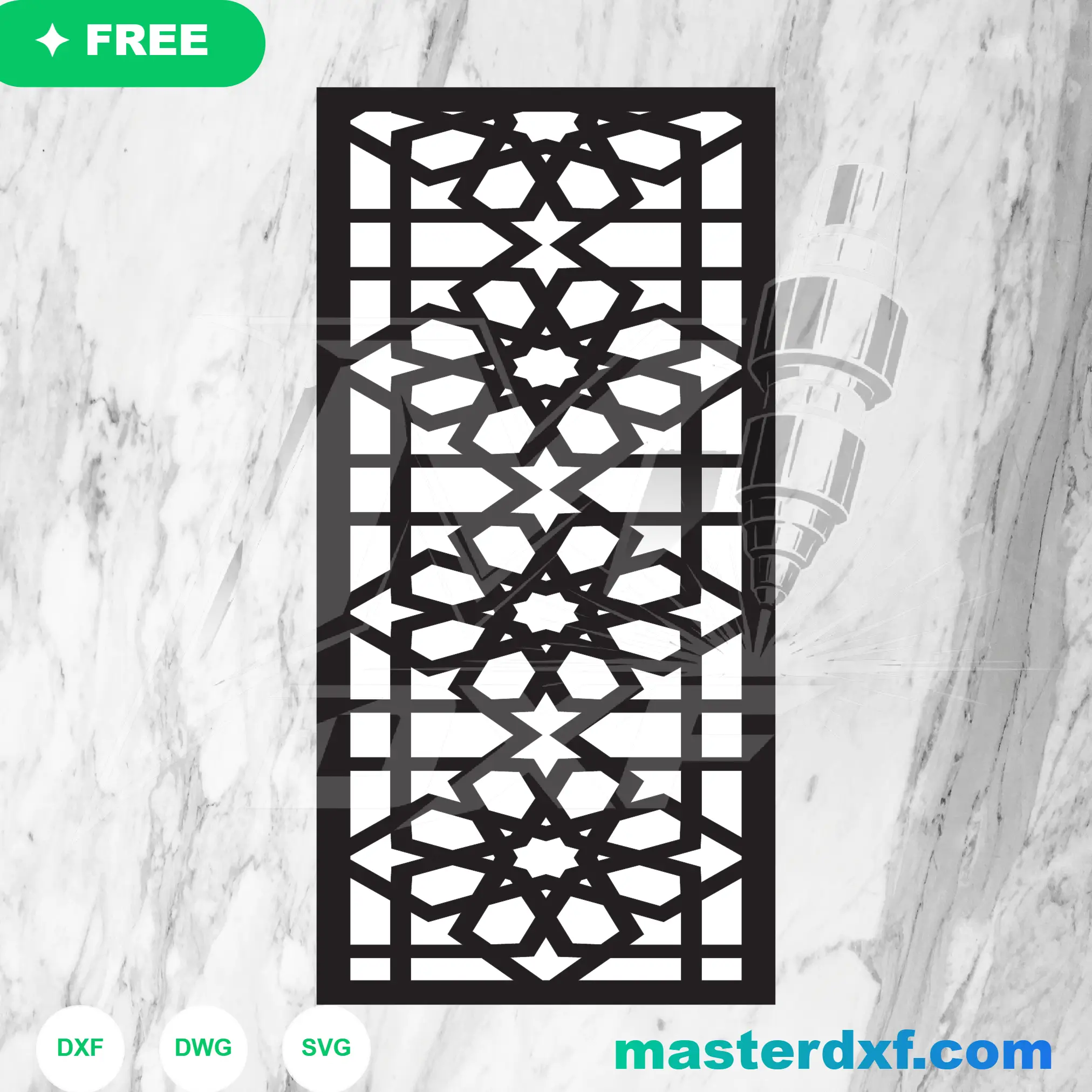 Classical Geometric Islamic Starburst CNC Pattern DXF File